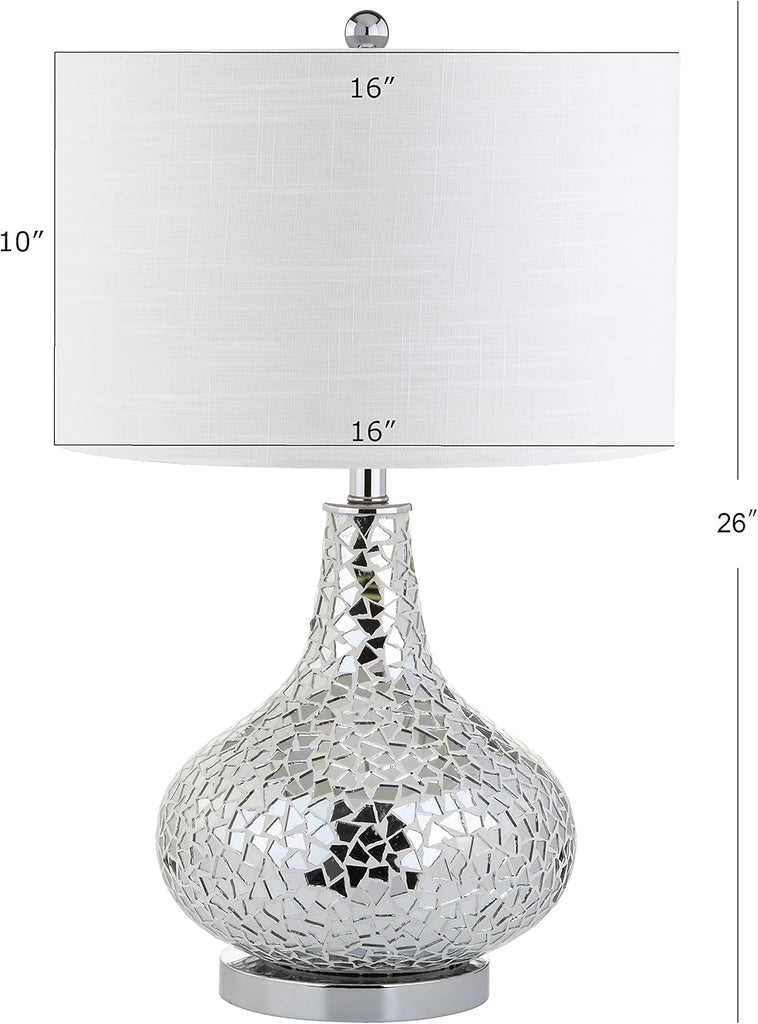 JYL1056A Emilia 26" Mirrored Mosaic LED Table Lamp Contemporary Glam Bedside Desk Nightstand Lamp Living Room Office