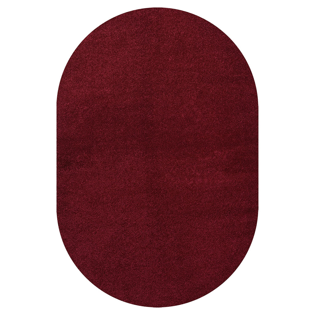 Solid Low-Pile Oval Rug 3X5 Dark Red, Coastal Indoor Rug