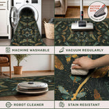 8 ft Long Hallway Runner Rug - Boho Green Rug for Kitchen Floor, Entrance Indoor, Washable Wide Runn