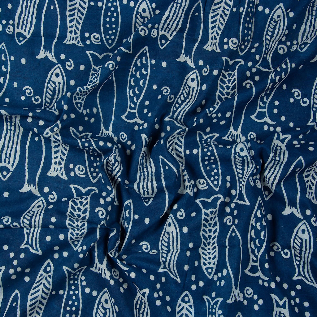 Block Print Fabric by The Yard Abstract Indigo Fabric 44" Width Machine Washable 100% Pure Cotton Boho Style Handmade