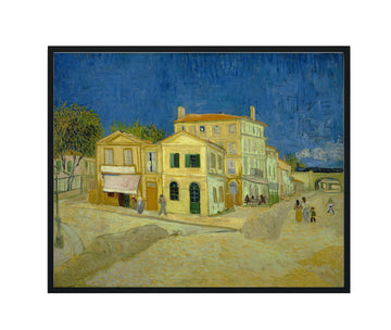 The yellow house Van Gogh Black Framed Wall Art Print Poster, Vintage Landscape Painting Wall Art, Bathroom Decor