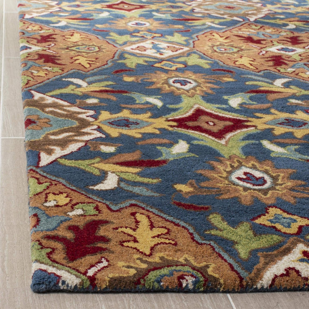 Heritage Area Rug - 9' x 12', Camel & Blue, Handmade Traditional Oriental Wool
