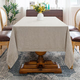 Linen World Linen Tablecloth,100% French Linen Natural Tablecloth 90" x 60" Inch,Washable Rectangula