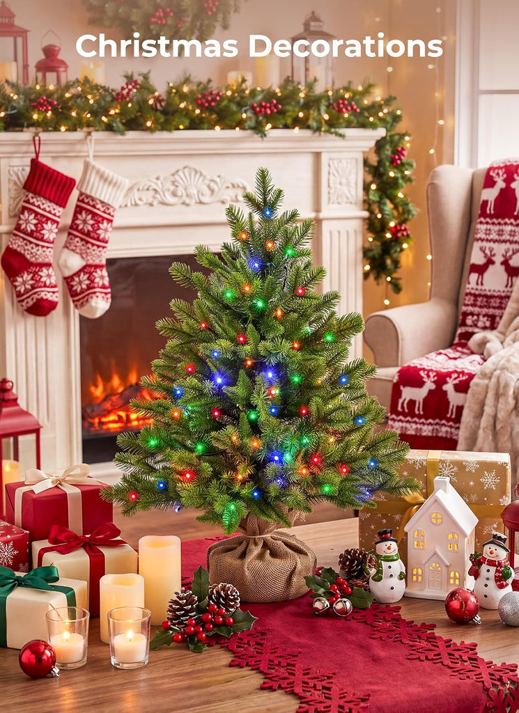 2ft Pre-lit Artificial Mini Christmas Tree, Small Tabletop Decor