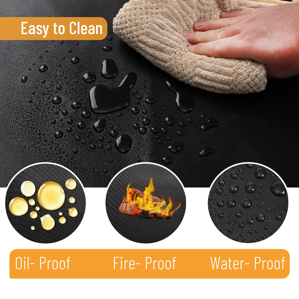 Nonstick Grilling Mats 60 Inch, Round Fire Pit Mat, 60", Black Double-Sided Fireproof Design, Reusable, Portable, 3