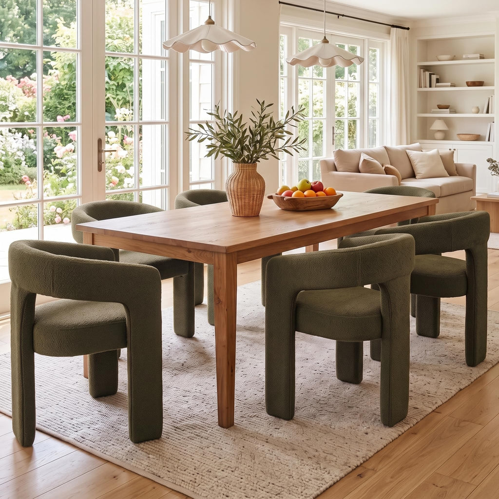 Modern Sherpa Set of 4, Upholstered Barrel Chairs with Arms Comfy Accent Side Chairs /Dining Room/Reception, Green