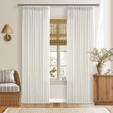 Pinch Pleated 90 Inch Linen Curtains 2 Panels Set for Living Room Pinch Pleat Drapes Track System Memory Trained