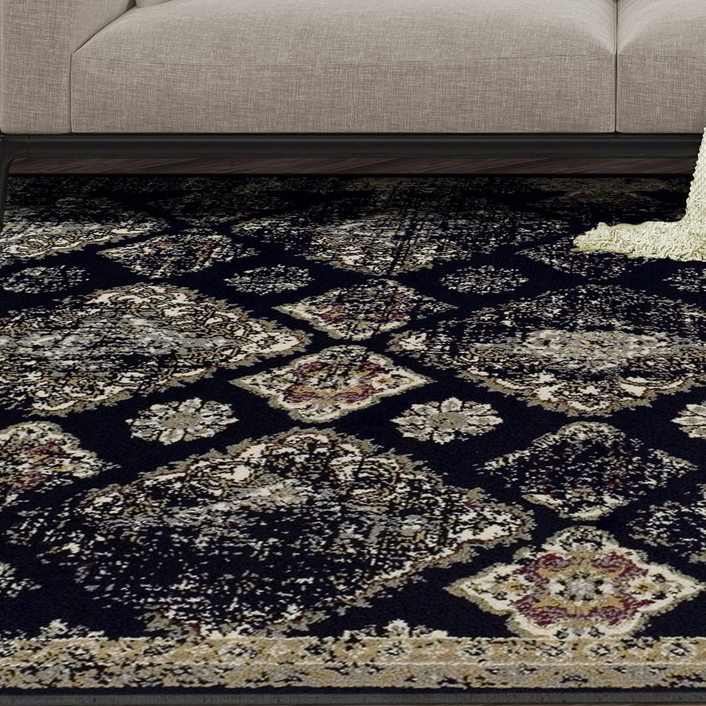 Mayfair Collection Area Rug, 8mm Pile Height with Jute Backing, Vintage Distressed Medallion Pattern, Fashionable and