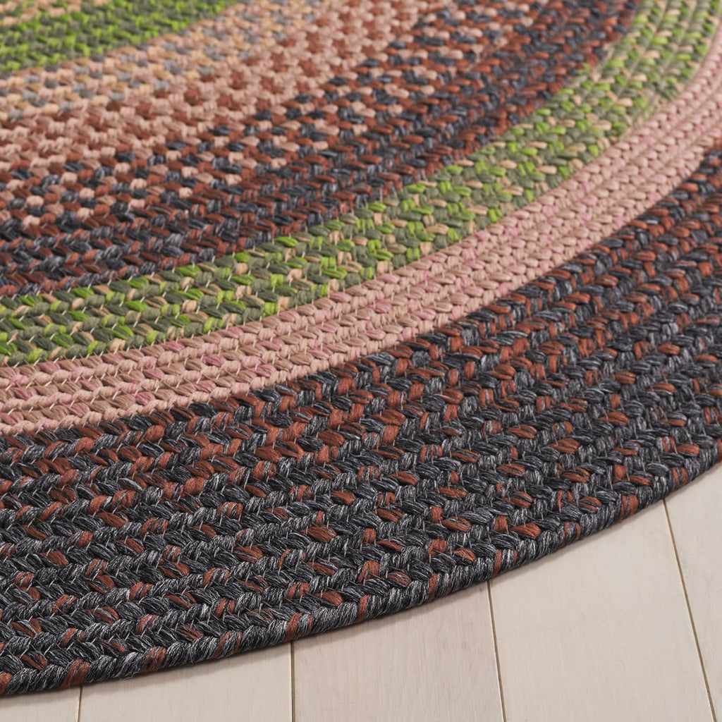 Braided Indoor/Outdoor Oval Rug, Brown & Green BRD314T