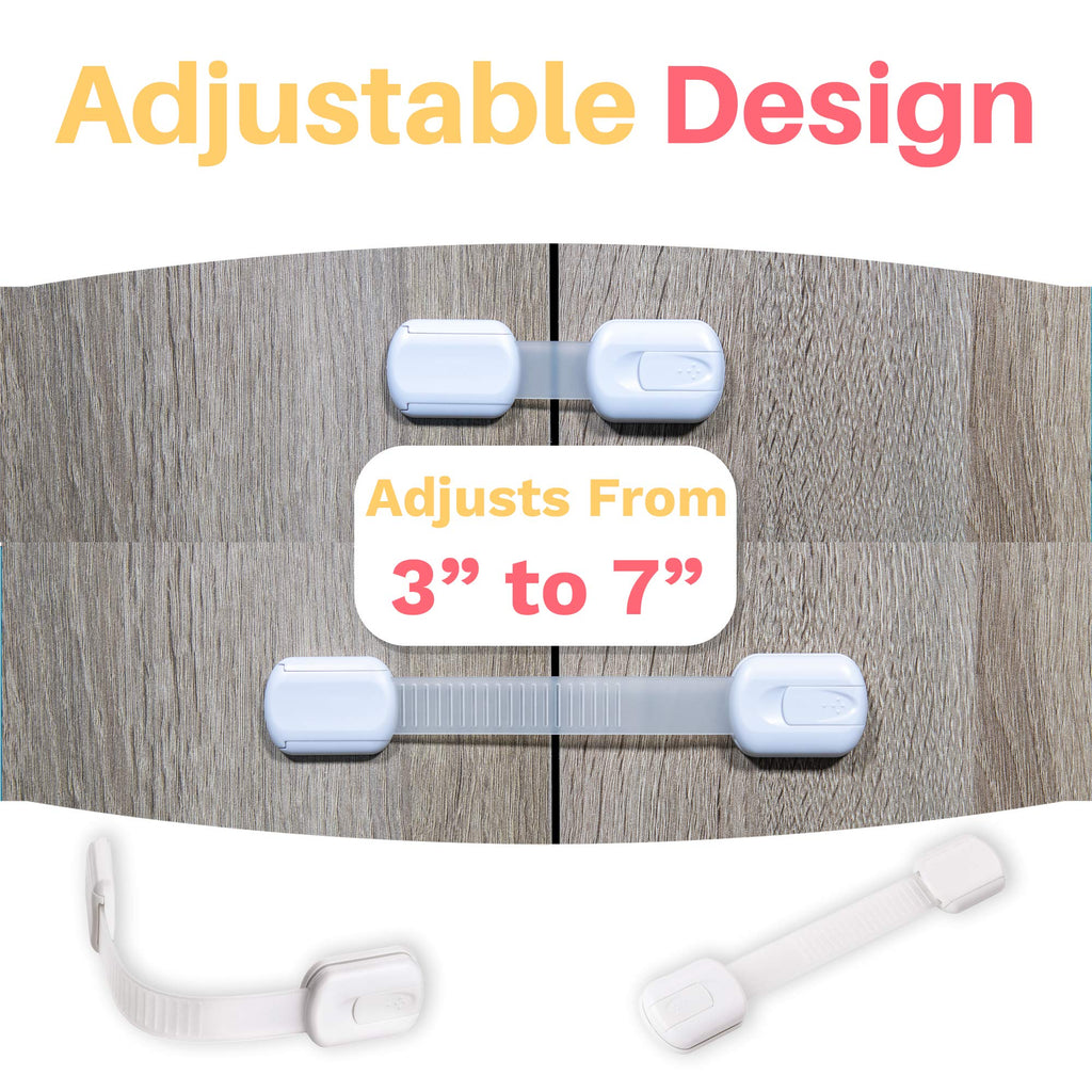 16-Pack Child Proof Locks for Cabinet Doors, Drawers, Fridge, Toilet Seat, Dishwasher, Trash Can, Cupboard - 3M