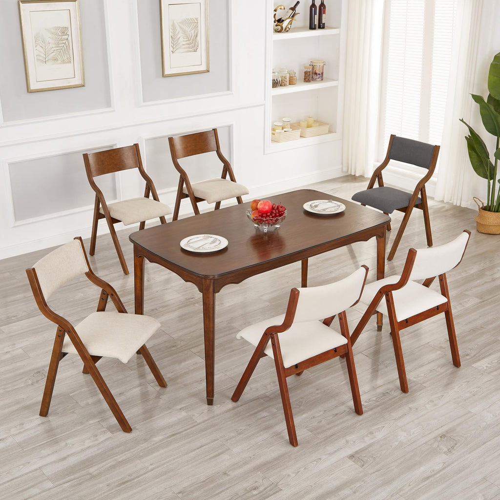 Kitchen Folding Chairs with Padded Seats Foldable chairs Set of 2, 18" Seat Height, Cream White
