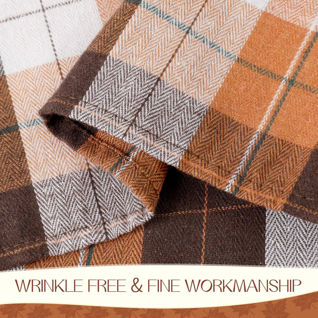 Fall Checkered Tablecloth Rectangle, 60 x 84 Inch, Brown