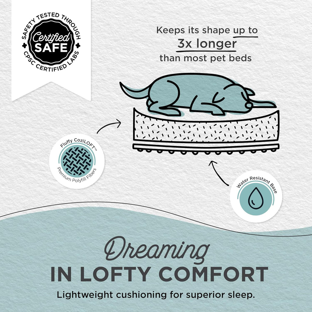 Patterned Lux Faux Fur Calming Donut Dog Bed, Gray, Small, 23x23