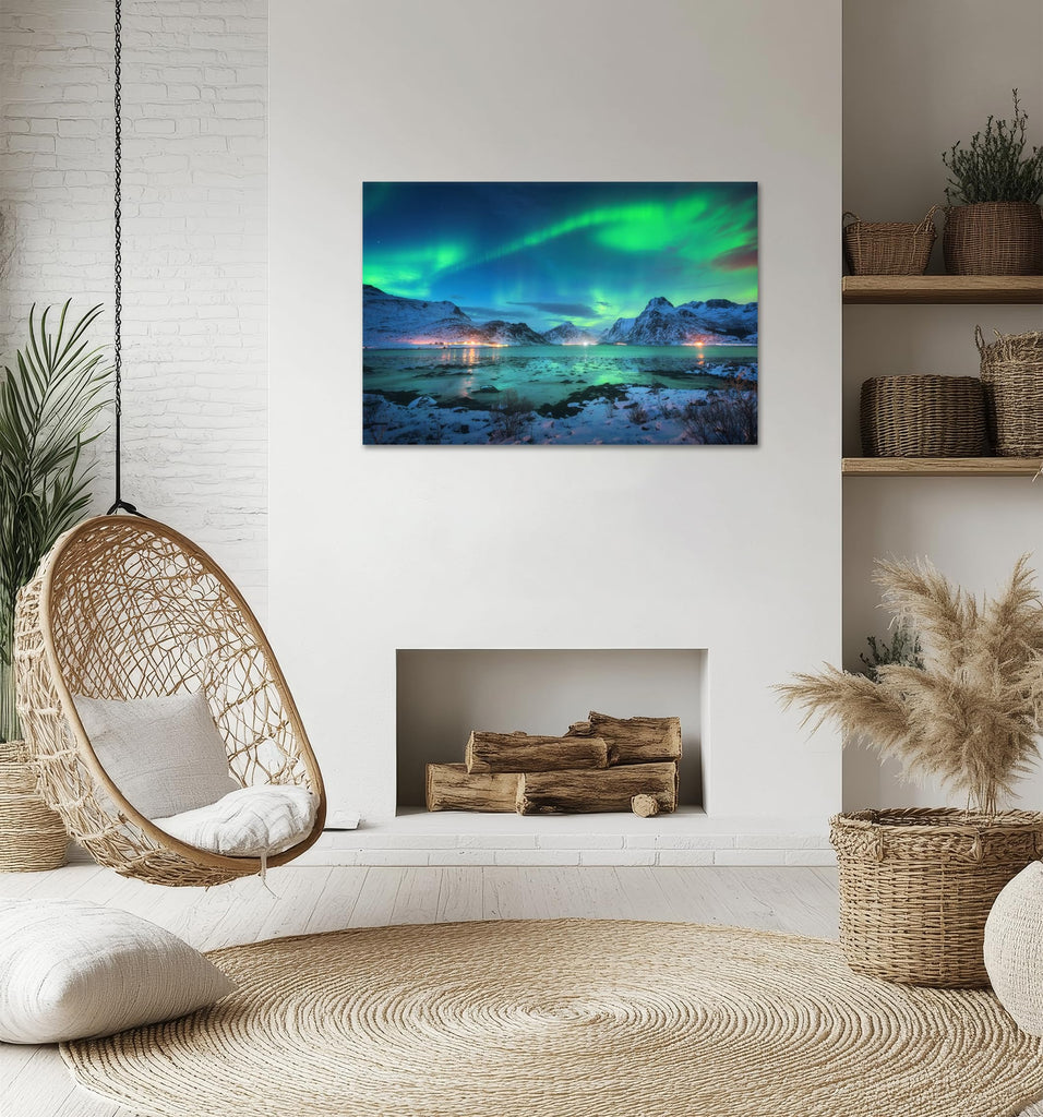 Alaska Canvas Wall Art Aurora Pictures Posters Northern Lights Decor Landscape Mountains Framed Prints Office Decor