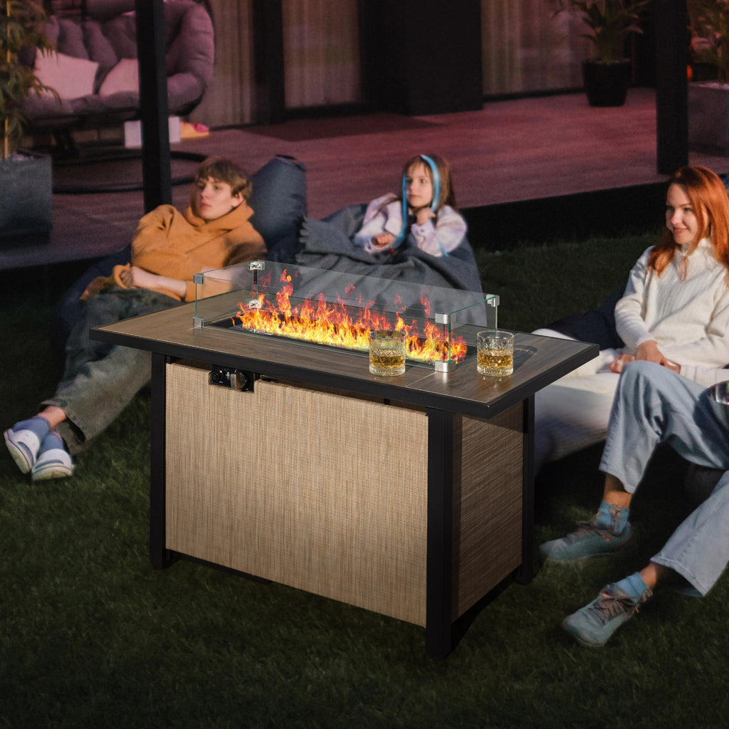 Tempered Glass Wind Guard for Rectangular Propane Fire Pit Table 28.7''*10.2''*5.5'' Inch, Durable Flame Guard Shield