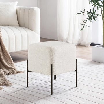 Square Foot Stool, Modern Boucle Vanity Stool Chair Upholstered Foot Rest Sofa Side Foot Stool Ottoman Seat, Entry