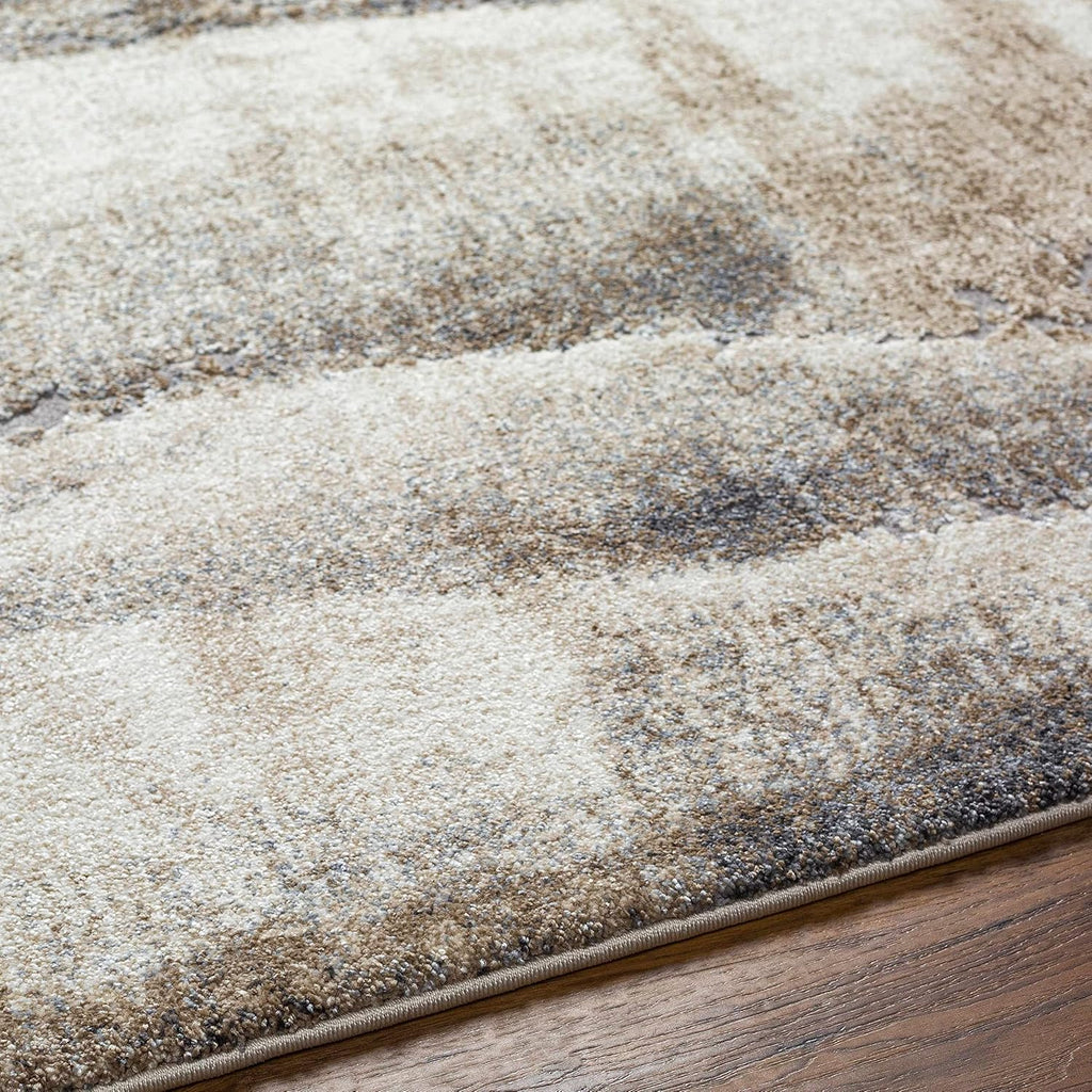 Banji Area Rug - Abstract Distressed Ombre Striped Faded - Contemporary Modern Transitional Minimalist - High Pile