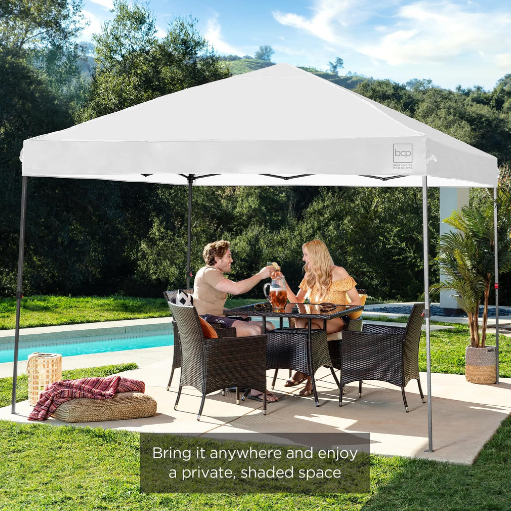 10x10 Pop Up Canopy Tent, EZ Setup, White/White