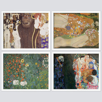 Framed Poster Gustav Klimt Art Collection Symbolist Illustrations Fine Art Decorative Vintage - 11"x14"x4 WHITE
