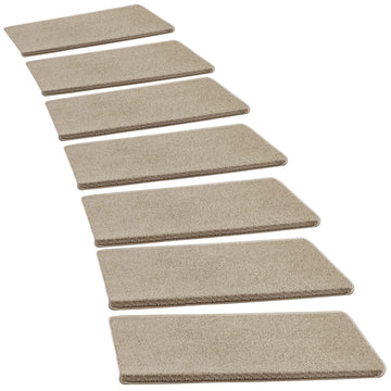 Bullnose Carpet Stair Treads for Wooden Steps Cream Gray 14 Pcs