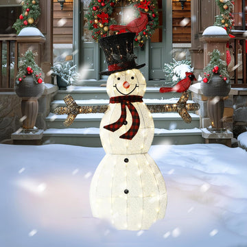 Snowman Christmas Decorations, 5FT Lighted Snowman Decorations for Outdoor, Christmas Decorations Outdoor Warm Light