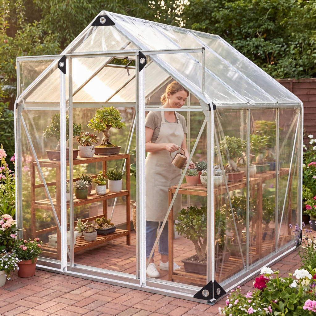 8' X 10' Outdoor Clear Tarp Curtain Waterproof Wind-Proof 0.35mm Transparent Vinyl Tarp Pergola Garden Canopy