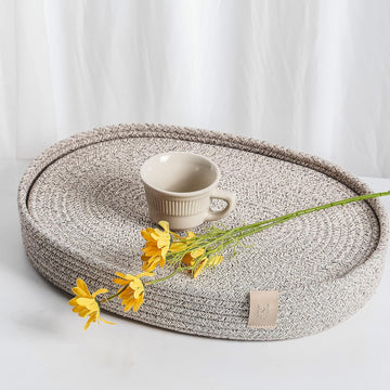 Oval Cotton Rope Placemat Set (7, Taupe Mix) - Set of 7