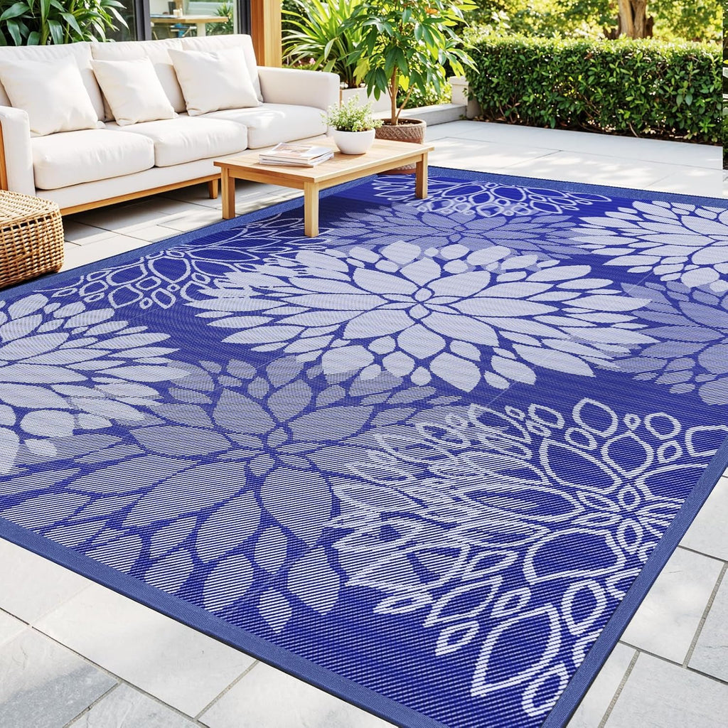 Outdoor Rug Reversible Portable Plastic Straw Area Rugs, Patio Carpet