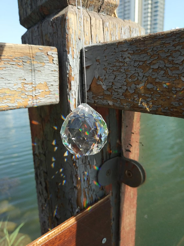 40mm Hanging Crystal Ball Prism Feng Shui Crystal for Positive Energy, Rainbow Maker, 2-Pack (40mm)