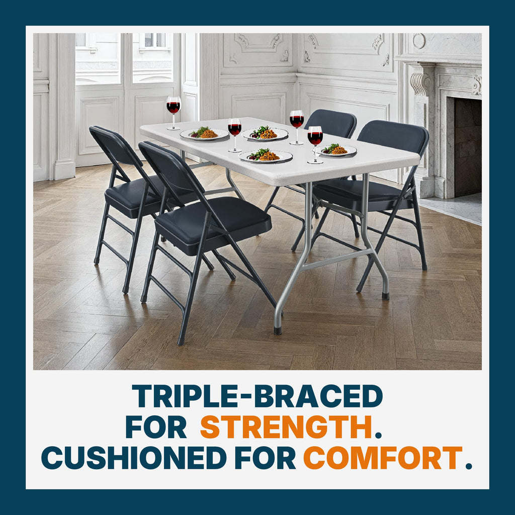 Series Premium Heavy Duty Vinyl Padded Folding Chairs with Triple Brace Support, 500 lb Capacity, Comfortable