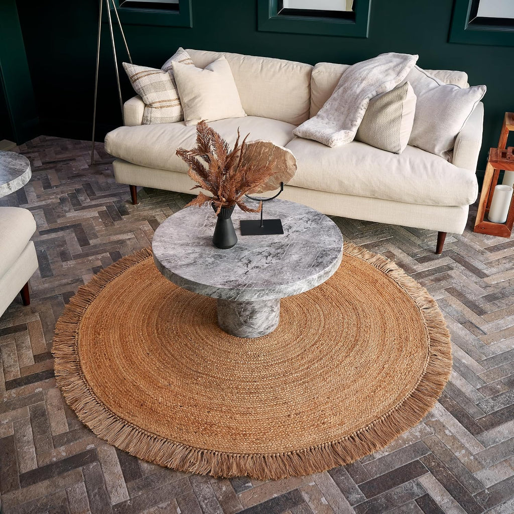 Beautiful 5x5 ft Round Jute Area Rug - Natural Hand Woven Braided Circle | Fits Perfectly Into Your Entry Area