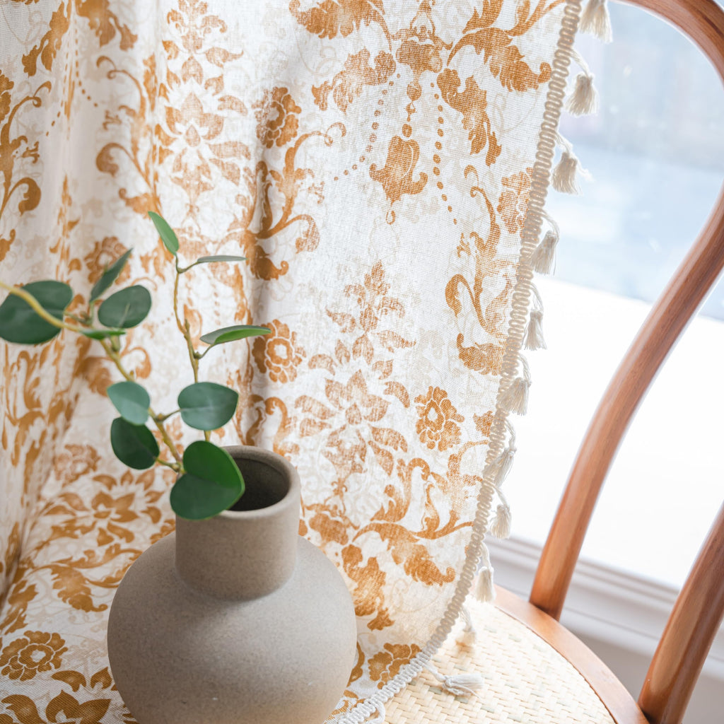 Boho Curtains Living Room 96 Inches Length Long, Printing Moroccan Cotton Linen Rod Pocket Vibe Farmhouse Bohemian
