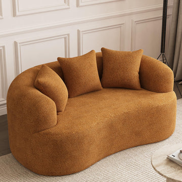 69" Modern Curved Cloud Loveseat, Orange