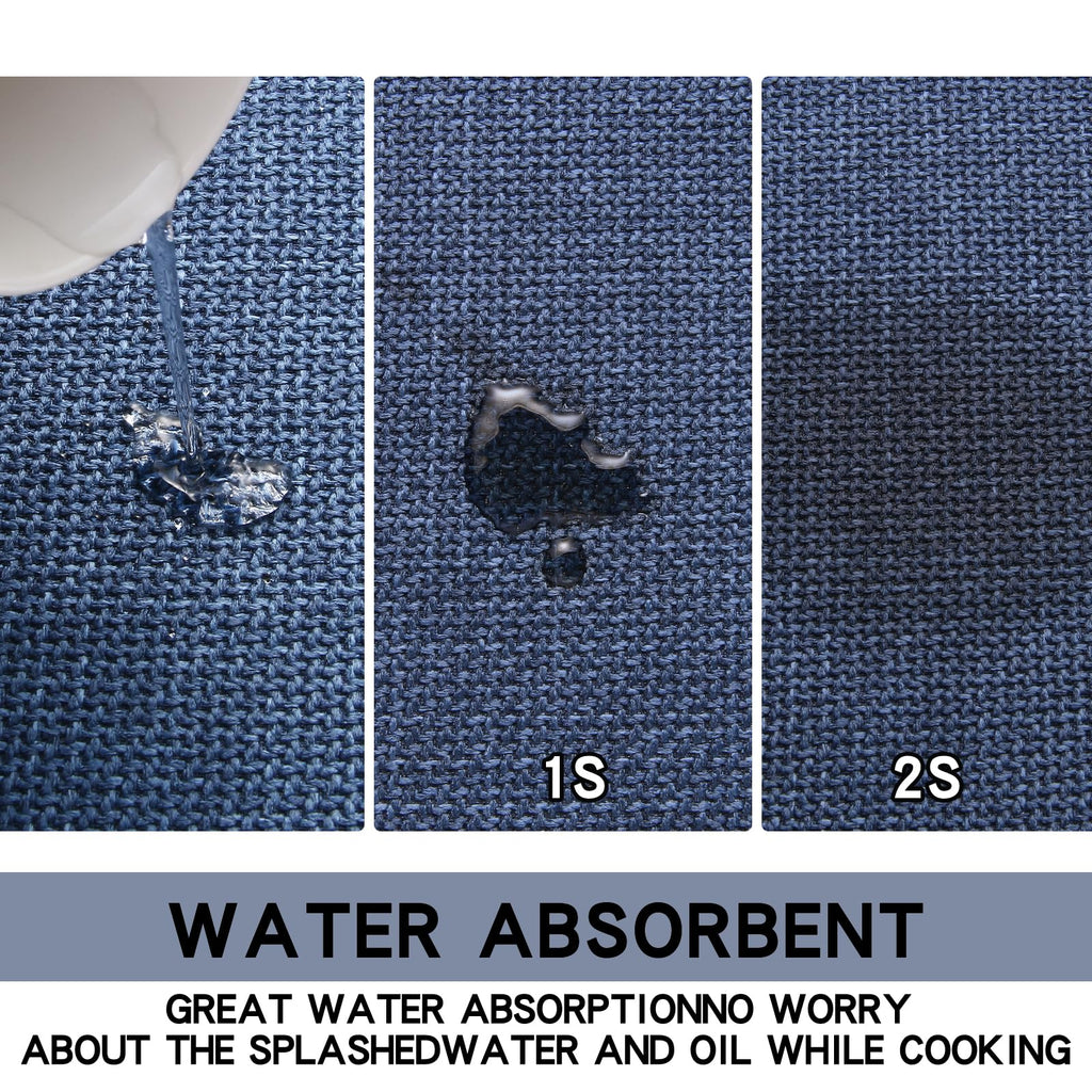 Kitchen Mats Set of 2 PCS for Floor, Washable Non Slip Rugs, Dark Blue
