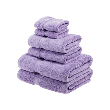 Buckingham Egyptian Cotton 6-Piece Towel Set, Washcloths, Hand Towels, Bath Towels, Purple