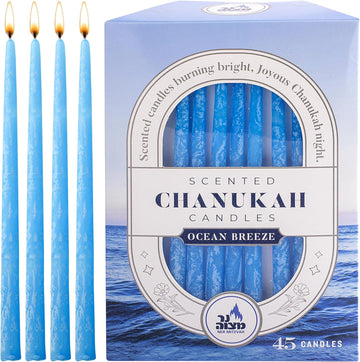 Dripless Chanukah Candles Standard Size, Scented Hanukkah Candles Fits Most Menorahs, Premium Quality Wax for All 8 - Set of 45
