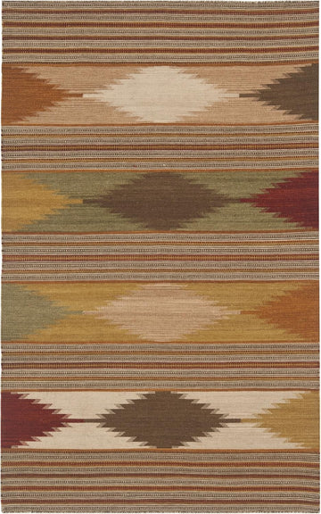 Kilim Collection Accent Rug, Natural & Multi, Handmade Southwestern Tribal Wool, Ideal for High Traffic
