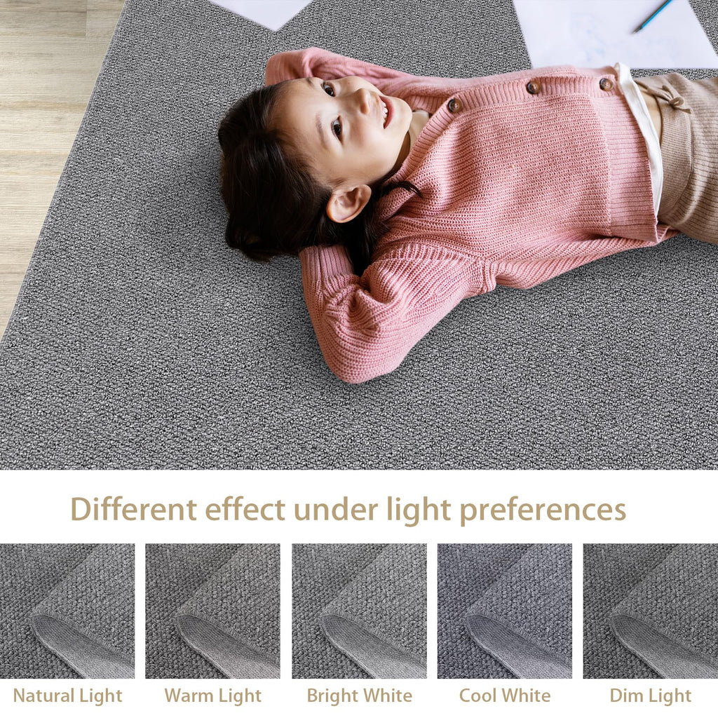 2x6 Textured Runner Rugs Solid Color Kitchen Rugs, Grey