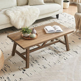 Farmhouse 43" Coffee Table,Solid Wood Center Tables and Office, Rustic Wooden Rectangular Table with V-Shaped Support