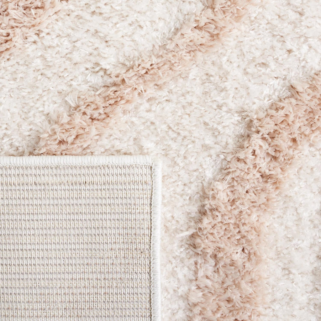 Norway Shag Collection Area Rug - 6'7" Square, Beige & Ivory, Wave Design, Non-Shedding & Easy Care, 1.2-inch Thick
