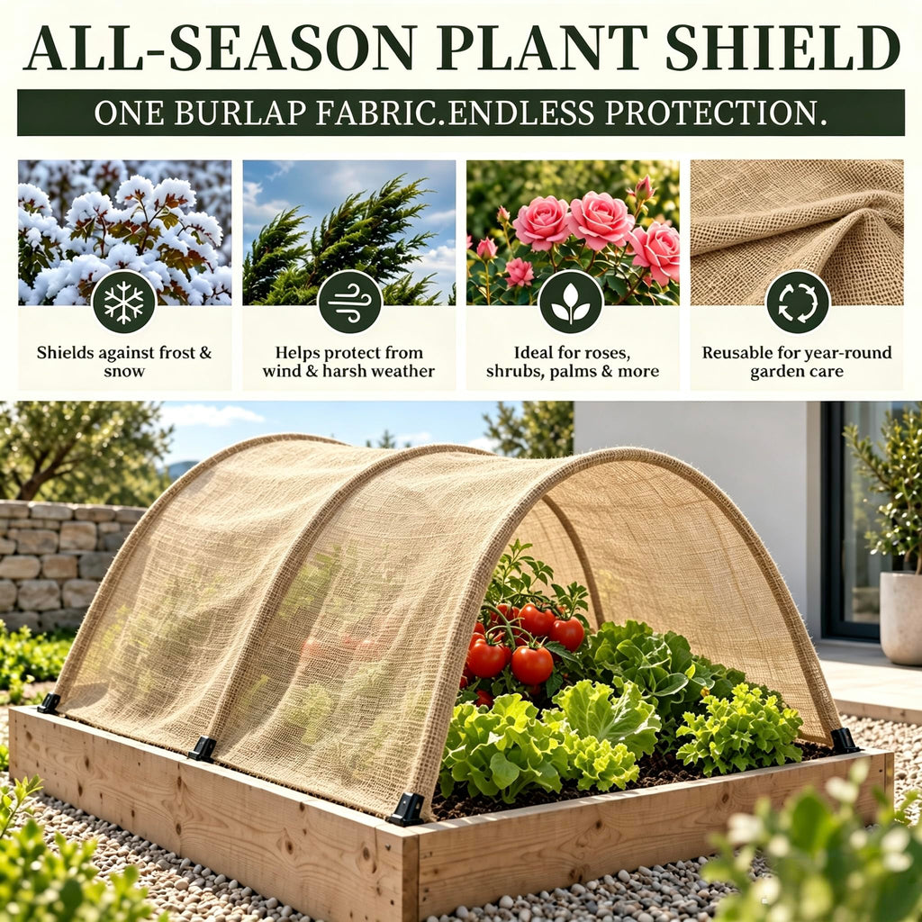 Burlap Fabric Roll, Natural Jute Breathable & Durable, 40 in x 5 ft