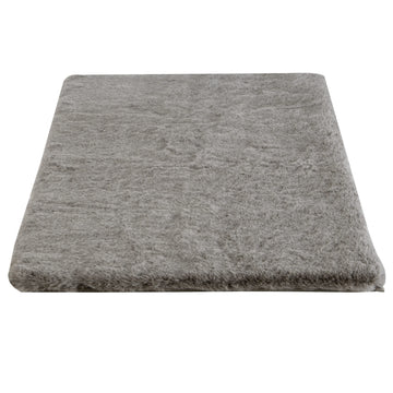 Faux Fur Bath Mat - 21x34-Inch Nonslip Jacquard Fake Rabbit Fur Rug, or Kitchen - Modern Room Decor (Gray)