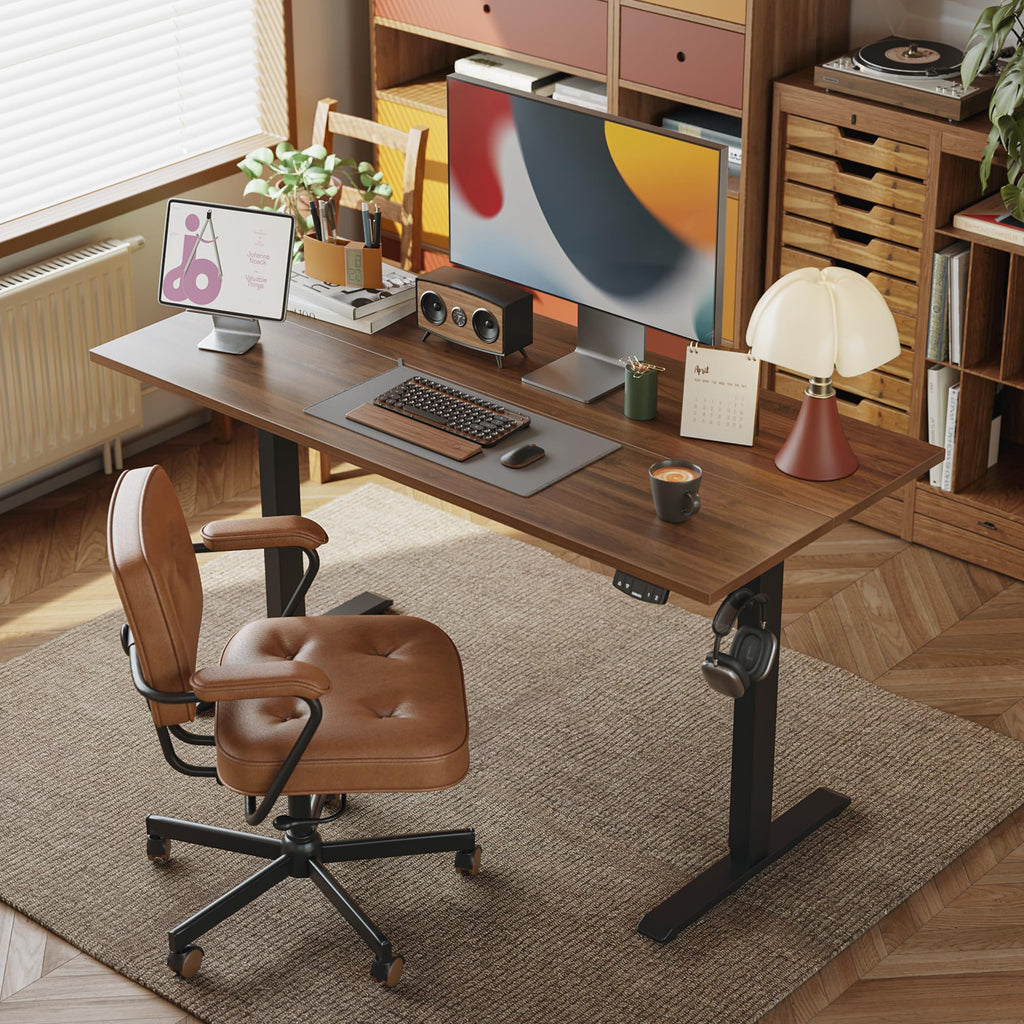 48*24 Inch Height Adjustable Electric Standing Desk, Dark Walnut