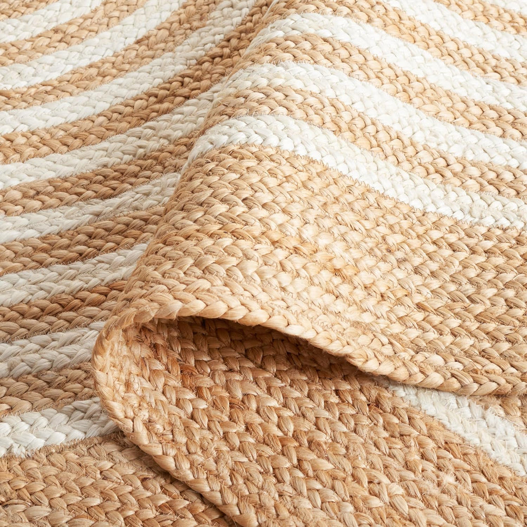 Natural Fiber Collection Area Rug - 6' Square, Natural & Ivory, Rustic Farmhouse Style, Handmade Jute, Ideal for the