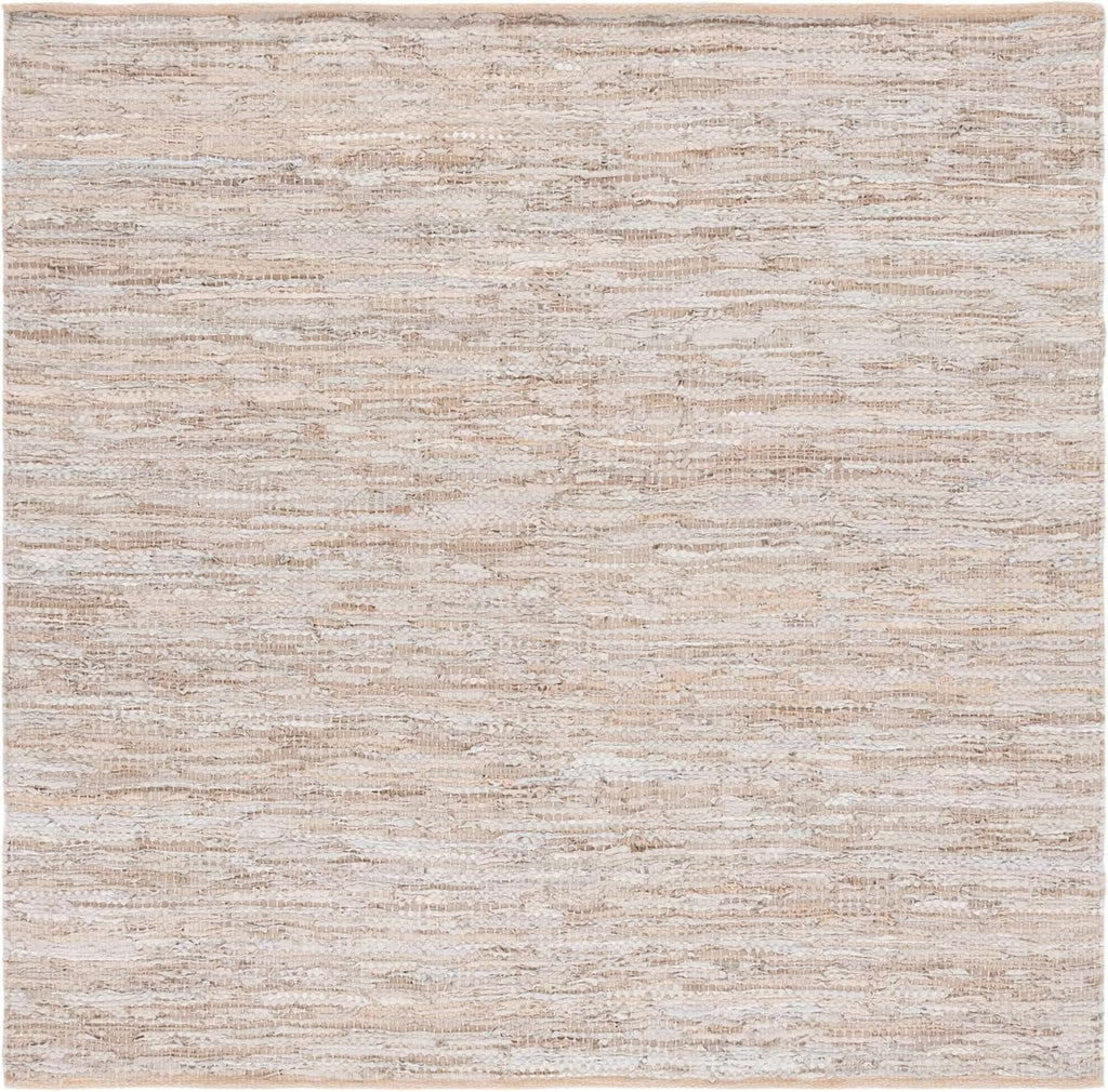 Vintage Leather Collection Area Rug - 6' Square, Beige, Handmade Leather, Ideal for High Traffic Areas (VTL105B)