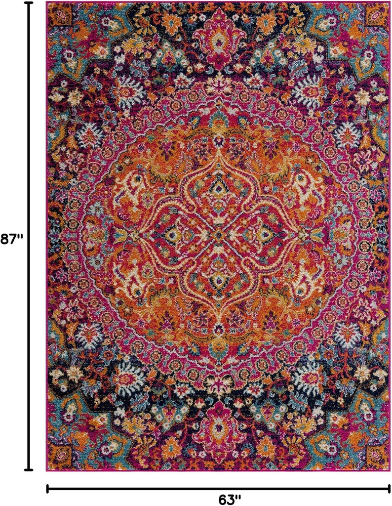 Gray Medallion Traditional Area Rug Burgundy Burnt Orange Charcoal Mustard Navy Teal Beige Floral Living Room