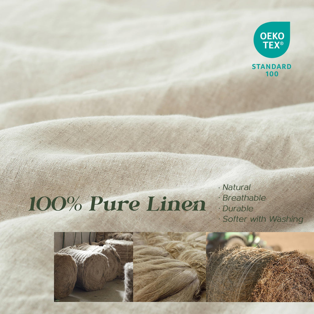 100% Linen Duvet Cover Set, 3 PCS Natural French Flax Linen Duvet Cover, Breathable Soft Comfy Linen