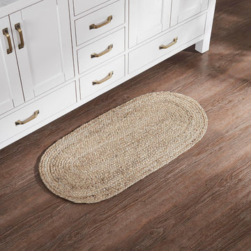 Jute Rug 17x36 w/Pad, Area Rug, Accent Rug, Floor Decor, Braided, Natural Collection, Oval, Natural
