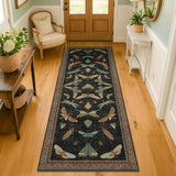 Dark Black Boho 2x10 Rug Runners for Hallways, Washable Non Slip Long Runner Rug for Kitchen, Entryw