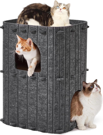 Cat House for Indoor Cats, Warm Felt Cat Bed, Scratch Resistant